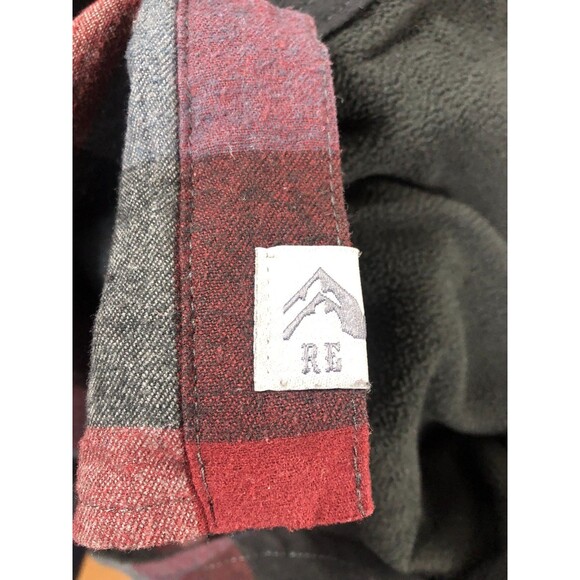 Rugged Elements Flannel Shirt Jacket L Gray Burgundy Plaid Lined Authentic Outer - Picture 4 of 7